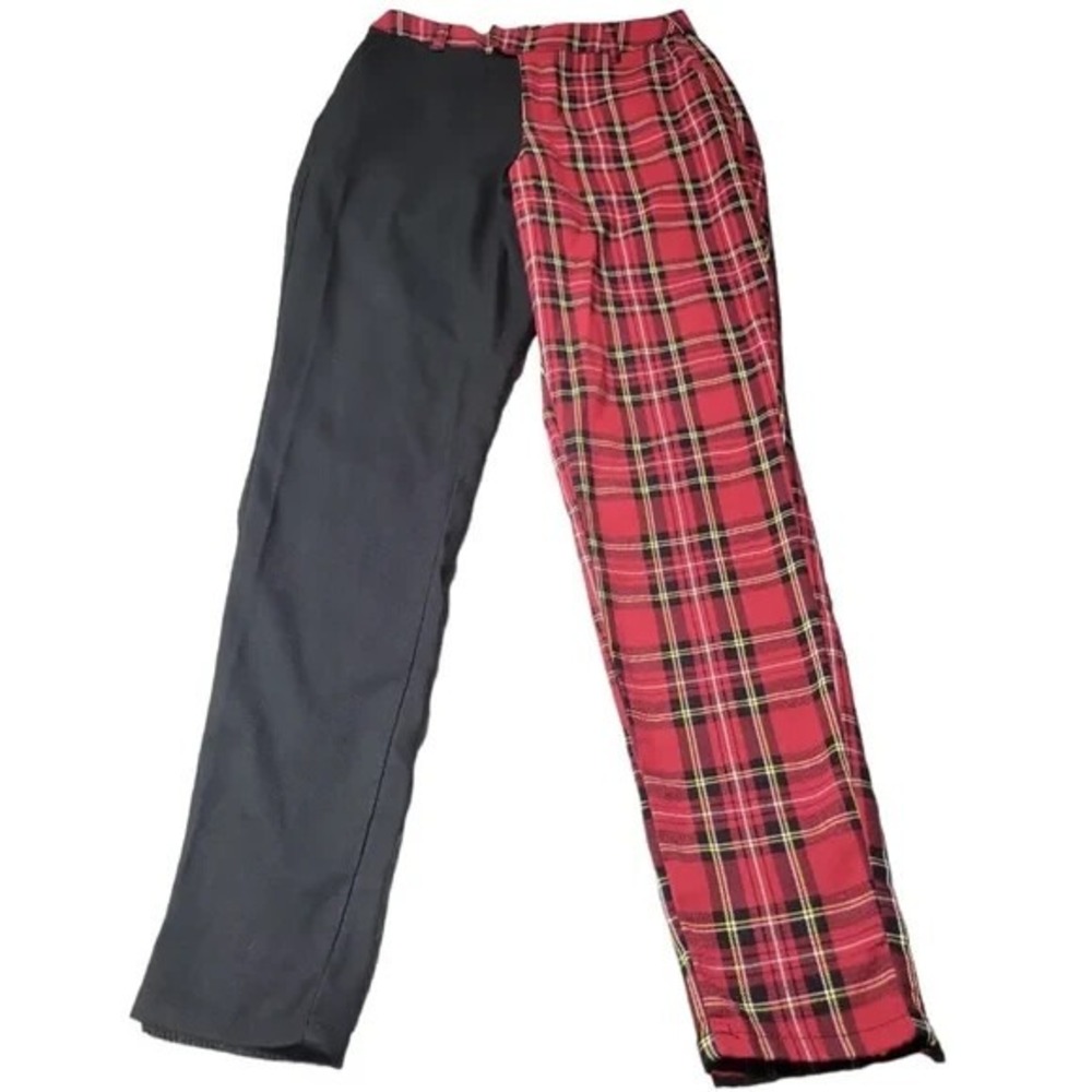 Hot Topic Pants‎ Size 2 Skinny Red Plaid Black Punk Emo